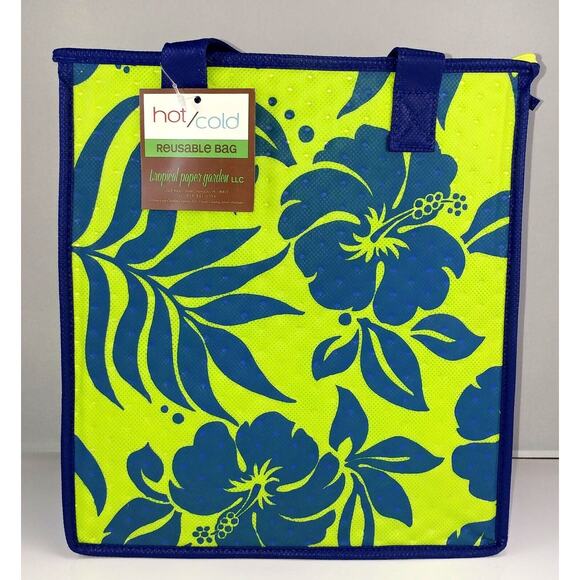 Reusable Shopping Bag / Tote / Lunch Bag / Insulated /Thermal  Tropical Paper - Picture 1 of 7
